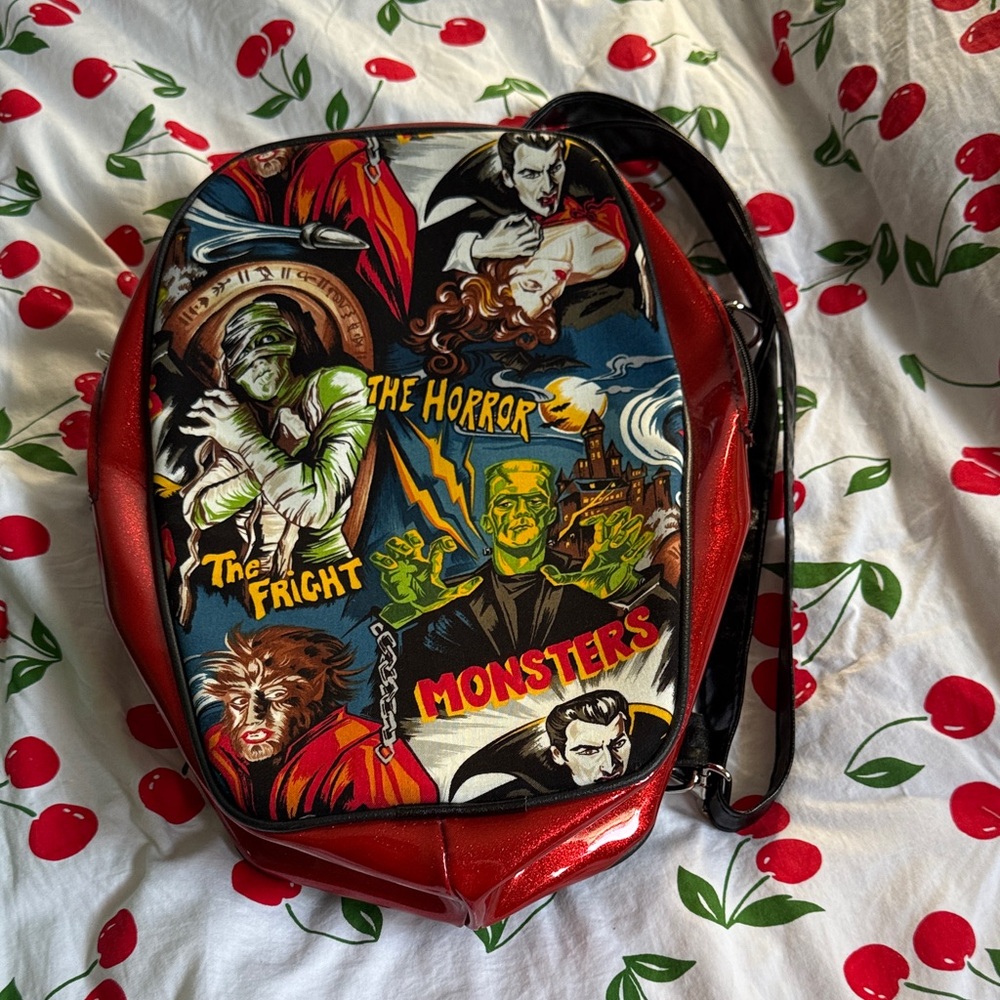 Vibrant Red Horror Graphic Women's Backpack